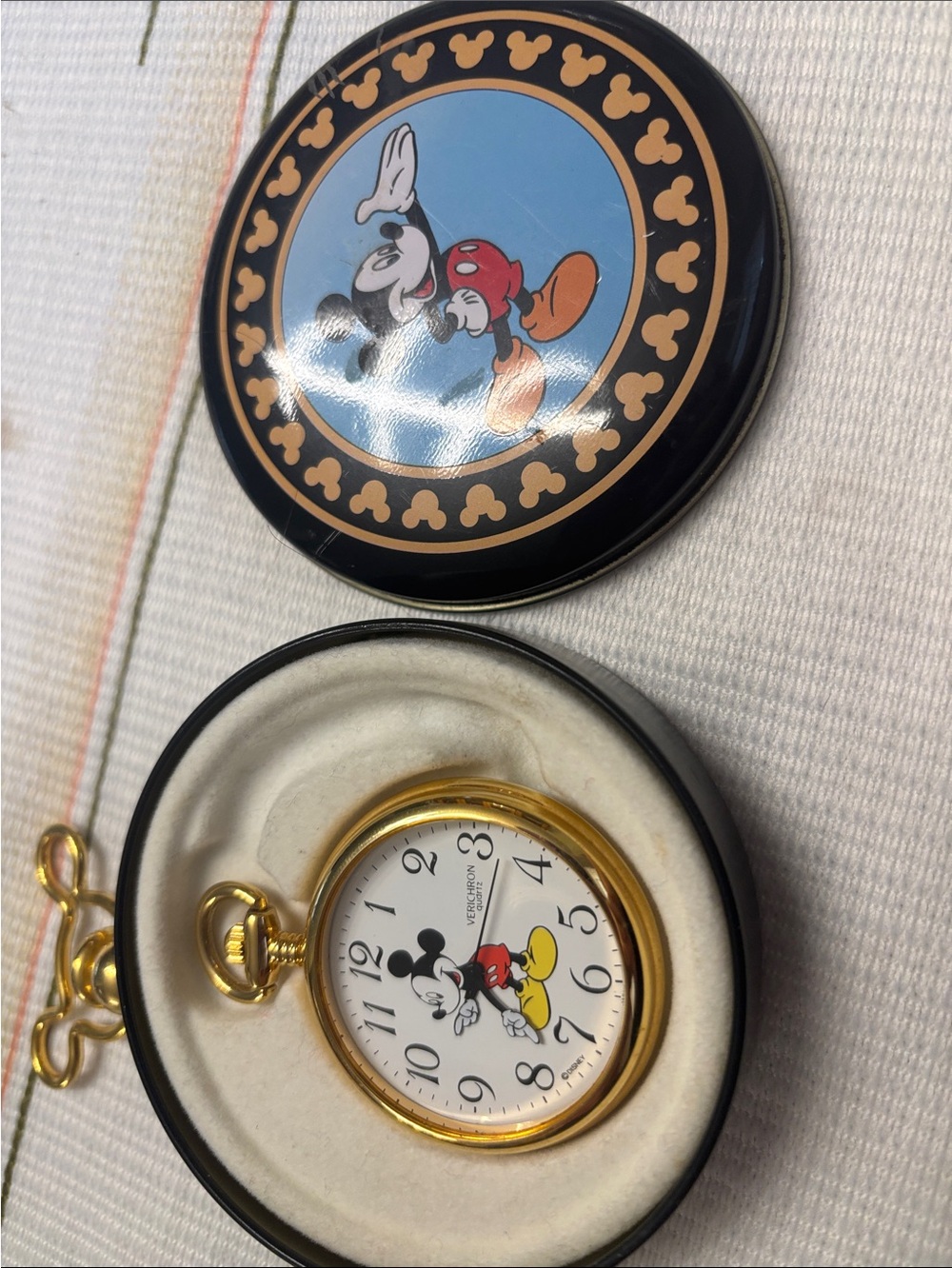Mickey Mouse Gold Pocket Watch - Classic Disney Collectible